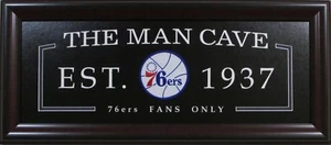 NBA Baloncesto Philadelphia 76ers Hombre Cueva Letrero Enmarcado Bordado Equipo 3023 - Imagen 1 de 1