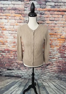 Cárdigan Suéter Qi Para Mujer Manga Larga Marrón Cuello Redondo PESCADOR 100% CACHEMIR S Foto 1 de 4