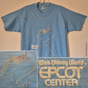 Vtg c1980s Walt Disney World EPCOT CENTER Light Blue M T-Shirt. Spaceship Earth - Picture 1 of 12