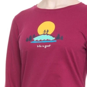 2XL Damen-T-Shirt Life is Good Hike Vista Wild Cherry LS Crusher neu mit Etikett - Bild 1 von 4