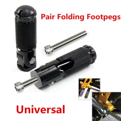 Juego trasero plegable universal negro 2 piezas CNC aluminio motocicleta ATV reposapiés clavija Foto 1 de 4