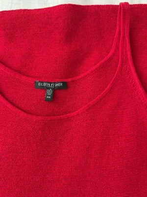 EILEEN FISHER Wool Sleeveless Top Petite Medium Red Knit Tank Shell Excellent - Image 1 of 4