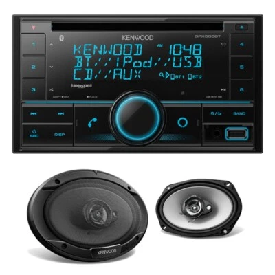 Kenwood DPX505BT Double-DIN CD Multimedia Receiver + 6x9" Coaxial Car Speakers - Image 1 of 4