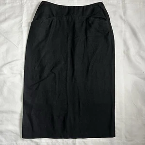 Vintage Calvin Klein Classifications Women’s Black Linen Blend Skirt SZ 8 ILGWU - Picture 1 of 15