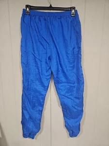 Vintage Windbreaker Track Pants Lined Large Blue Nylon Ankle Zip Tapered 30x30 - Picture 1 of 6