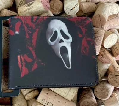Scream Ghostface Scary movie mens wallet bifold black Red Card Case ID Coin New - Image 1 of 4
