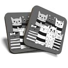 2 x Coasters (BW) - Cartoon Cat Family Animal Pets  #37892