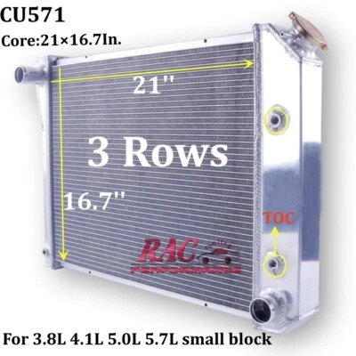 Radiador de 3 filas para Pontiac Grand Prix Cutlass Monte Carlo 1980-1987 231 260 SBC Foto 1 de 4
