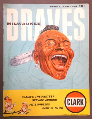 1961 ST. LOUIS CARDINALS at MILWAUKEE BRAVES scorecard baseball program - Image 1 of 4