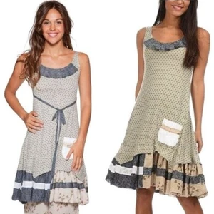 Ian Mosh Womens Shabby Chic Mixed Print Patchwork Dress Size 2 US S Hobo Boho - Picture 1 of 8