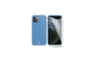 Ibroz Coque silicone bleu ciel + Verre trempé pour iPhone 11 Pro Max - Photo 1/4