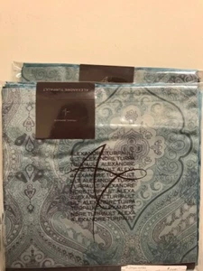 Namaste blue Standard Pillow Shams French cotton sateen by Alexander Turpault - Picture 1 of 5