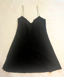 Vintage Gold Label VICTORIAS SECRET Rhinestone Strap Lined Black Chiffon Dress M - Picture 1 of 5