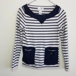 Suéter Anthropologie Tabitha XS negro blanco azul bolsillos 5% cachemira para mujer - Imagen 1 de 4