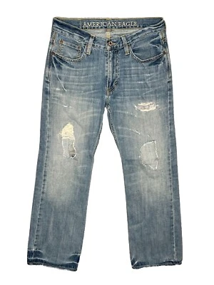 American Eagle Men’s Sz 30x30 Bootcut Blue Denim Medium Wash Distressed Jeans * - Image 1 of 4