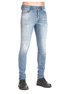 DIESEL TEPPHAR 084QS Mens Denim Blue Jeans Distressed Stretch Slim Carrot 32X32 - Picture 1 of 12
