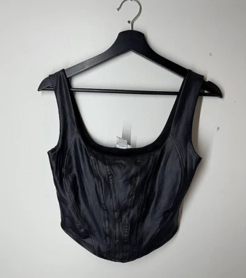 Top corsé FOREVER 21 de cuero sintético negro para mujer talla M Foto 1 de 3