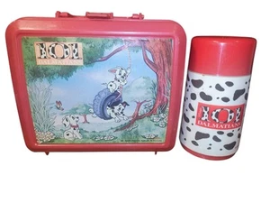 Vintage 1990s Aladdin Disney’s 101 Dalmatians Lunch Box Thermos Red Plastic - Picture 1 of 9