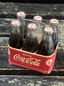 Coca Cola Miniatura Vintage Confezione 6 Porta Con Sei (6) Bottiglie Vetro Anni '40 - Foto 1 di 7