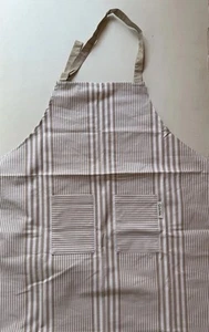 Sur la Table Apron Beige Ticking Stripe 100% Cotton Pockets O/S Adjustable NEW - Picture 1 of 4