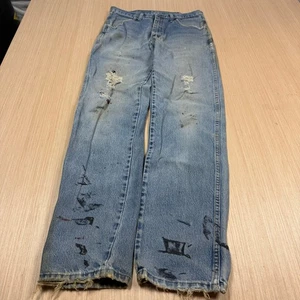 Vintage Thrashed Destroyed Paint Splatter Rustler Jeans 90s Distressed 32x32 - Picture 1 of 15