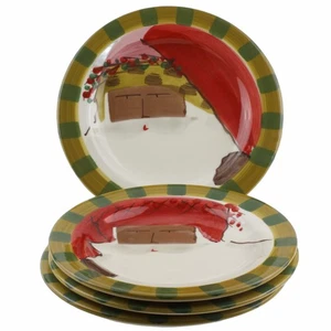 Vietri St Nick Santa Claus Christmas Salad Plates Set of 4 Made in Italy - Picture 1 of 3