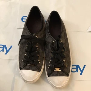 Coach Shoes Womens 7.5 B Empire Casual Sneakers Flats A00248 Gray Fabric Lace Up - Picture 1 of 6
