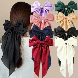 Big Satin Bow Hair Clip Women Girls Ribbon Barrette Clamp UK Elegant Hair Style - Picture 1 of 30