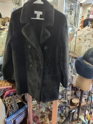 MAGASCHONI - Abrigo chaqueta de peluche de piel sintética negro para mujer talla L nuevo sin etiquetas Foto 1 de 4