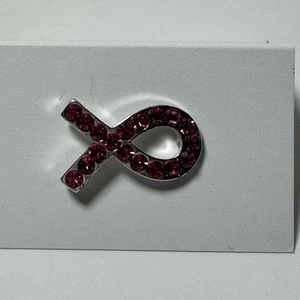 Rosa Strass Brustkrebs Bewusstsein Band Anstecknadel Brosche silberfarben - Bild 1 von 5