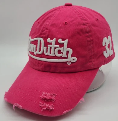 Gorra Von Dutch Rosa Correa Ajustable Trasera Envejecida 32 Lado Deletreada Foto 1 de 4