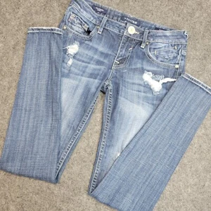 Vigoss Jeans Womens 25 Medium Wash Skinny Distressed Stretch Chelsea Y2K Denim - Picture 1 of 12