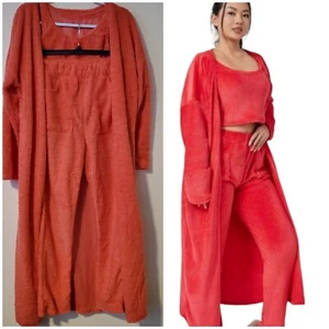 Womens Winter Lounge Set: Cozy 3-Piece Pajama Pant Cardigan Large US Shipping - Imagen 1 de 11