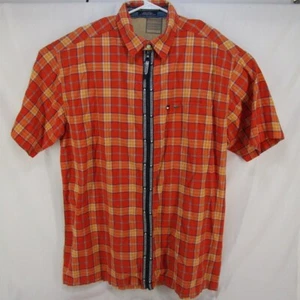 Herren XL orange kariert Tommy Jeans Full Zip Kurzarm Hemd Tommy Hilfiger - Bild 1 von 7
