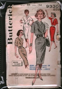 9330 Vintage Butterick Sewing Pattern Misses 1960s Semi Fitted Tube Like Dress - Picture 1 of 2