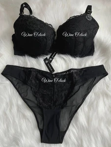 Ann Summers Sexy Lace Padded Push Up Plunge Bra & Brazilian Black 30A~44G - Picture 1 of 15
