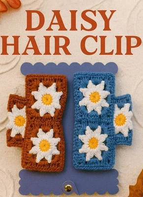Juego de pinzas para el cabello hechas a mano de ganchillo margarita boho chic accesorios para el cabello para mujeres niñas Foto 1 de 4