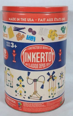 HASBRO "BASIC FUN" THE WONDER BUILDER TINKERTOY CLASSIC SINCE 1913 LATA VAZIA 12" - Imagem 1 de 4