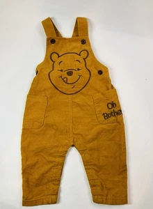 Salopette Disney bambino 12 mesi Winnie the Pooh marrone fine velluto a coste applique bavaglino - Foto 1 di 7