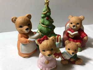 b HOMCO Juego de 4 Mini Osos de Porcelana con Árbol MAÑANA DE NAVIDAD #5302 - Imagen 1 de 2