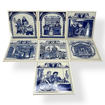 Delft Schoonhoven Blau Holland Apotheke Apotheker Fliese 7er Set Handarbeit - Bild 1 von 4