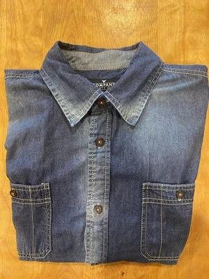 Company 81 Men’s XL Long sleeve Distressed Button Down Denim Shirt Preowned - Image 1 of 4