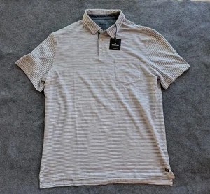 The Normal Brand Shirt Men 's XL  Active Polo Short Sleeve Beige Stripe  NWT - Picture 1 of 4