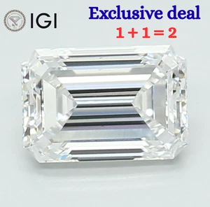 2 Pcs Lab Grown IGI Certified CVD Diamond Emerald 2..00 cwt D Color VS2 Clarity - Picture 1 of 19