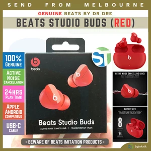Genuine Beats Studio Buds True Wireless Noise Cancelling Earbuds Headphones Red - Picture 1 of 18