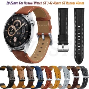 Leather Strap Band For Huawei Watch GT3 GT 3 42 46mm GT Amazfit 46mm GT2 Pro GTR - Picture 1 of 34
