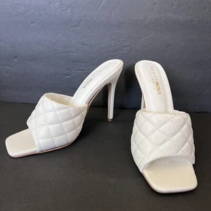 NWOT Fashion Nova White Heels Size 7,5 Slide In Shoes - Picture 1 of 12