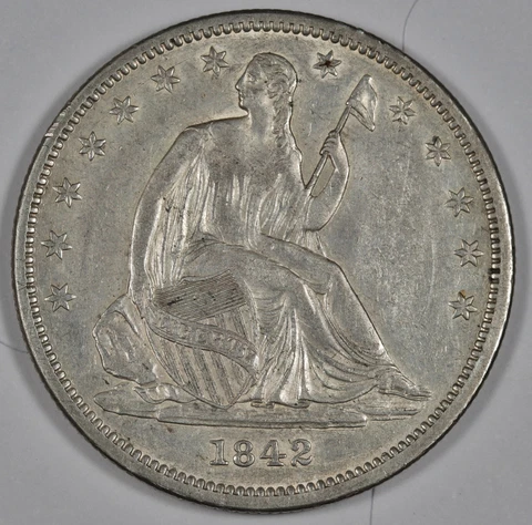 1842 Seated Liberty Half. Small Date Reverse 1842  Natural Uncleaned  AU. 185545 Cover