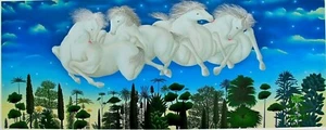 Jose Carlos Ramos HORIZON Signed Numbered Limited Edition Serigraph HORSES - Picture 1 of 5