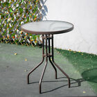 S L Glass Outdoor Table Round Bistro Garden Patio Side Bar Tables W/parasol Hole